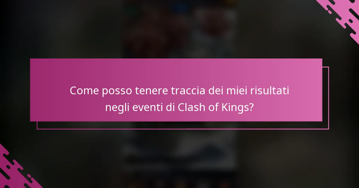 Come posso tenere traccia dei miei risultati negli eventi di Clash of Kings?