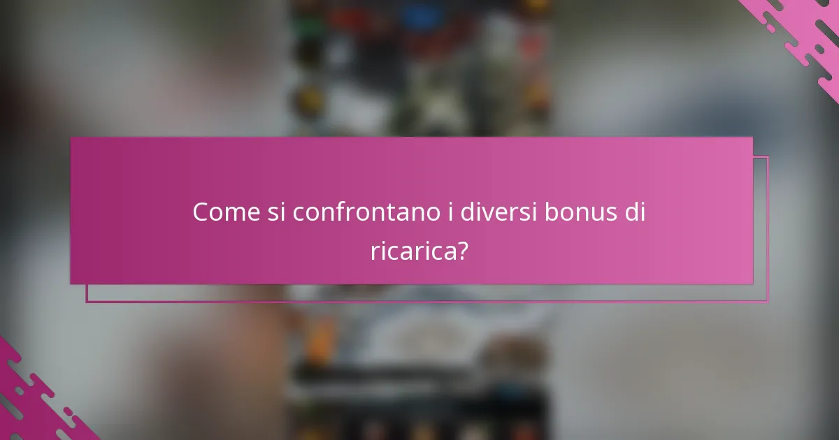 Come si confrontano i diversi bonus di ricarica?