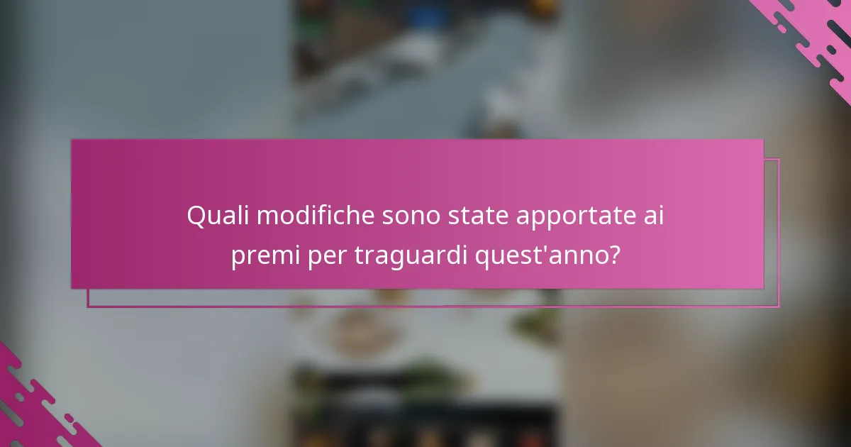 Quali modifiche sono state apportate ai premi per traguardi quest'anno?