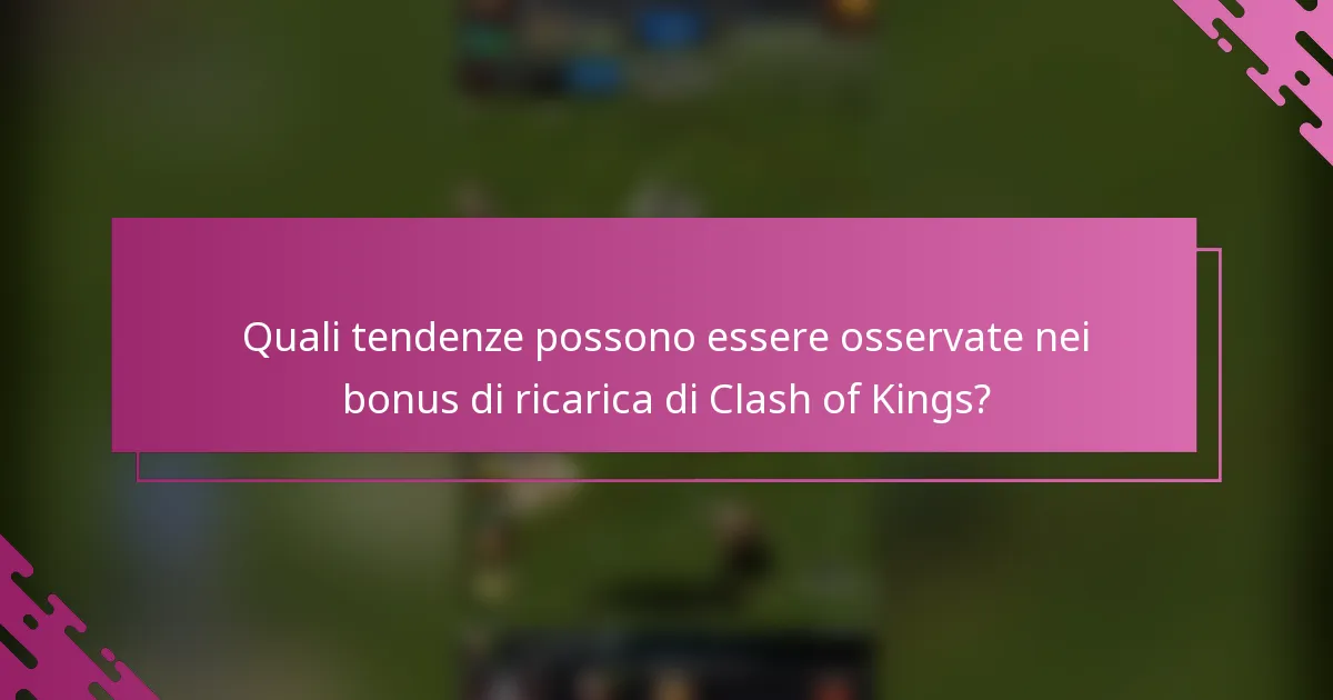 Quali tendenze possono essere osservate nei bonus di ricarica di Clash of Kings?