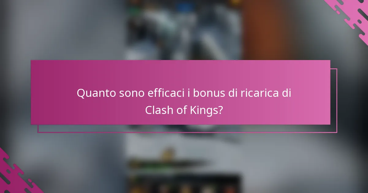 Quanto sono efficaci i bonus di ricarica di Clash of Kings?